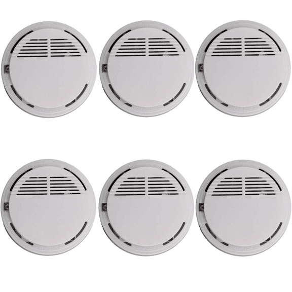 Smoke Alarm Detector, 6 Pack Home Fire Safety Sensor Alert, Photoelectric Smoke Detector for House Hotel Office Warehouse Fire Protection