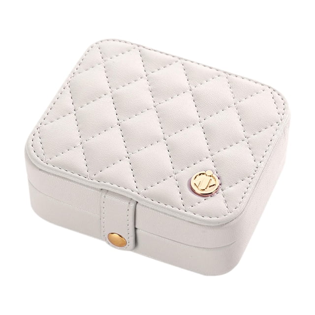 Joyero portátil y resistente, mini joyero, accesorio de viaje para mujer Blanco