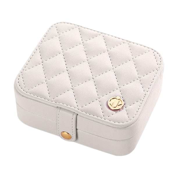 Joyero portátil y resistente, mini joyero, accesorio de viaje para mujer Blanco