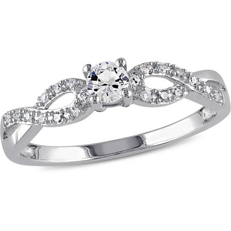 1/4 Carat T.G.W. Created White Sapphire and 1/10 Carat T.W. Sterling Silver Infinity Engagement (Best Engagement Ring Styles)