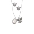 thumbnail image 2 of Delight Jewelry Silvertone Small Grey Imitation Pearl Silver tone Guardian Angel Charm Necklace and Stud Earrings, 2 of 4