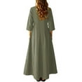 thumbnail image 4 of 3/4 Sleeve Dress for Women Boho Maxi Dress 2025 Fall Casual Loose Long Maxi Dresses with Pockets Light Green S, 4 of 4