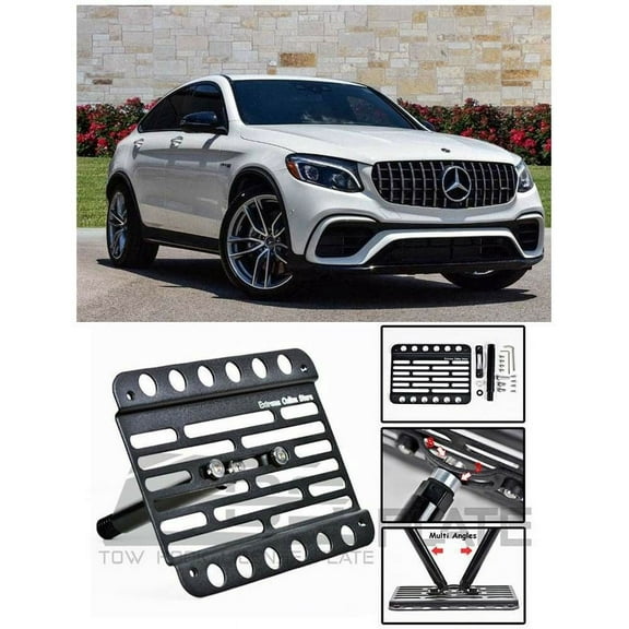 Extreme Online Store Replacement for 2018-Present Mercedes Benz GLC63 AMG | EOS Plate Version 1 Front Bumper Tow Hook License Relocator Mount Bracket Tow-482 