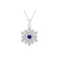 thumbnail image 2 of AFFY Simulated Sapphire & CZ Snowflake Pendant Necklace In 14k Solid White Gold, 2 of 4