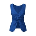 thumbnail image 5 of ClodeEU Women's Twist Back Knot Split Sleeveless Tank Top,Casual Solid Color Blouse for Summer Blue,Women's Plus M, 5 of 7