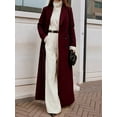 thumbnail image 6 of Women'S Casual Solid Color V-Neck Long-Sleeve Windbreaker Warm Woolen Coat Wine Red S, 6 of 7