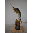 thumbnail image 3 of Nifao Marlin Fish and Turtle Swimming in the Ocean Bronze Statue Size – Garden Outdoor Decor Sculpture, 20"L x 18"W x 53"H, 3 of 12
