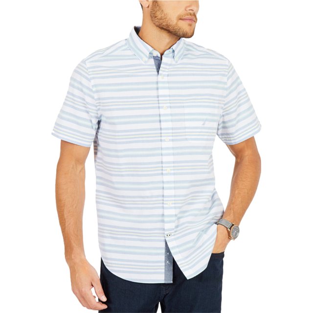 Nautica Riviera - Camisa con botones para hombre, color azul, pequeña