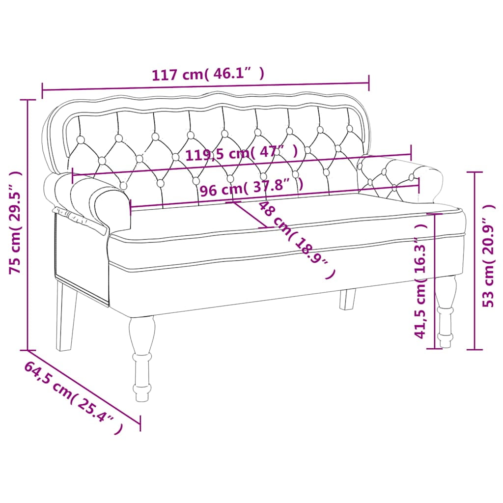 vidaXL 47” W Small Loveseat, Velvet Chesterfield Sofa, 2 Seater Couch for Living Room, Dark Gray