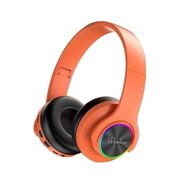 RXIRUCGD Wireless Bluetooth Headphones Noise Cancelling Over-Ear Headphones, Glitter Headset Cool Earphones - Orange