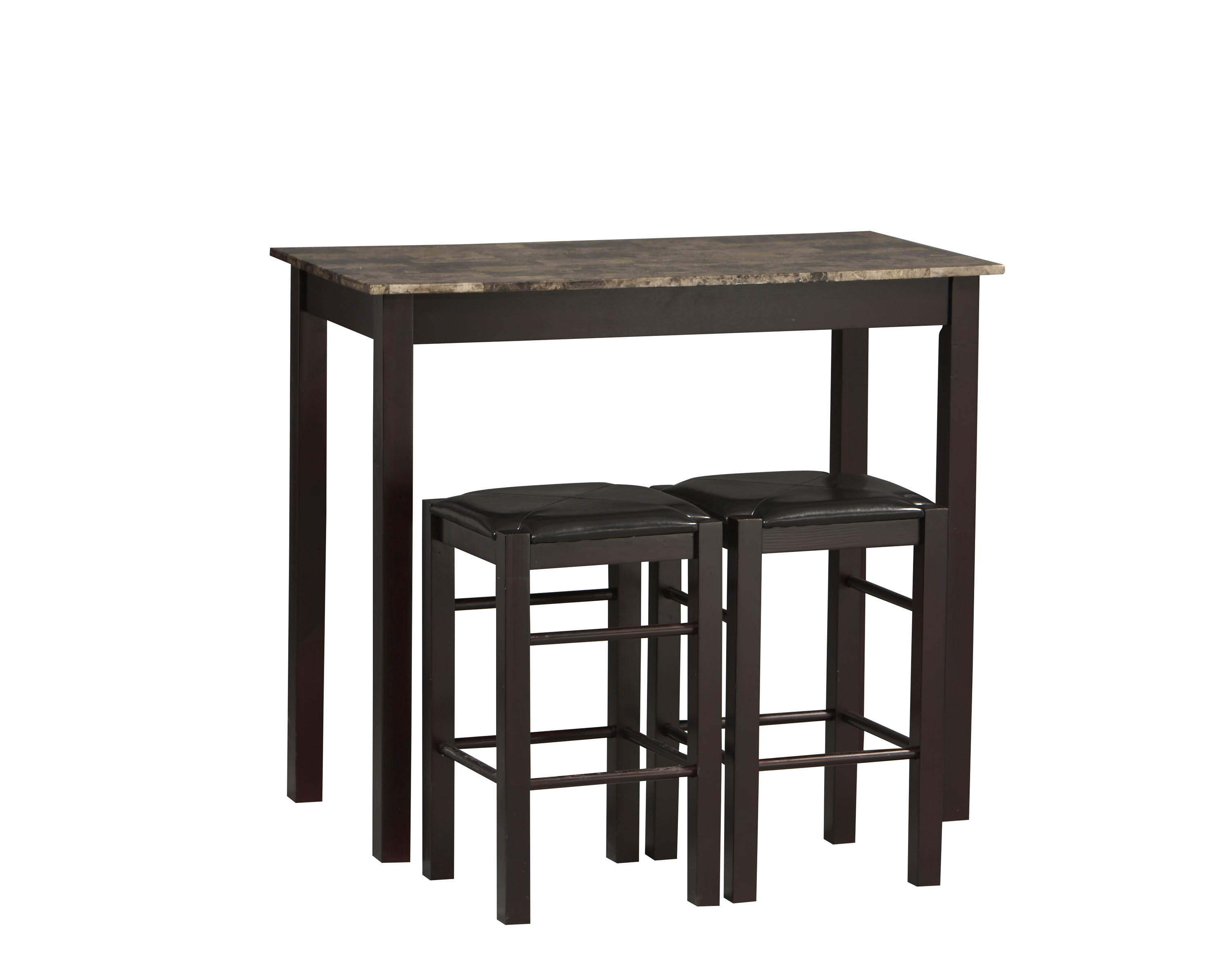 Linon Lancer 3-Piece Casual Dining Tavern Set, 25" Seat Height, Espresso Finish with Black Fabric - image 5 of 5