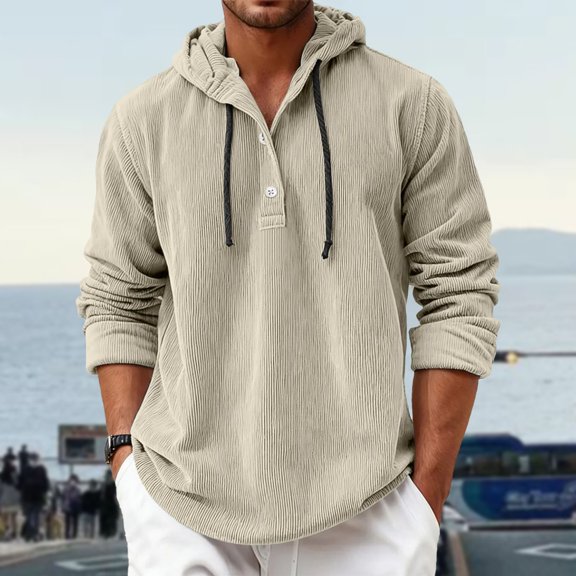 Men'S Hoodies Solid Fashion Casual Loose Fit Hooded Sweatshirts Comfortable Soft Long Sleeve Pullover Tops Spring Fall Outfits Clothes Beige L