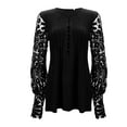 thumbnail image 1 of Kcodviy Women's Spring and Autumn Ruffle Shirt Lace Sleeves Pressed Ladies Cotton Blouses Pleated Button Base Shirt Long Workout Tops for Women Top, 1 of 4