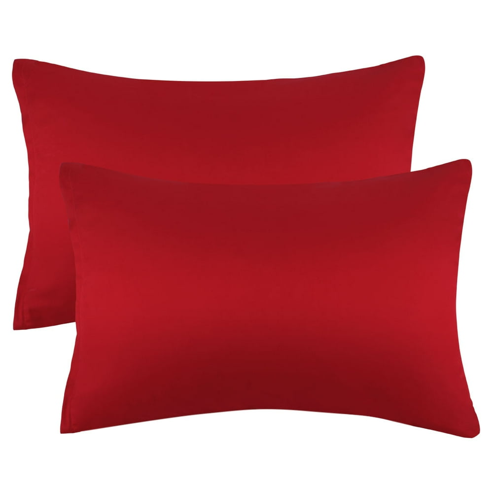SilkySoft 2Pack Zippered Pillow Cases Pillowcases Covers Egyptian Cotton(20 x 26 Inch, Red