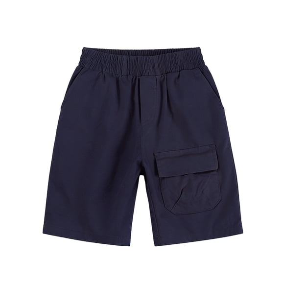 LEKWK Boys Cargo Shorts Elastic Waist Trunks Multi Pockets Uniform Bottoms Soft Breathable Preppy Back to School Casual Outdoor Hiking Outfits