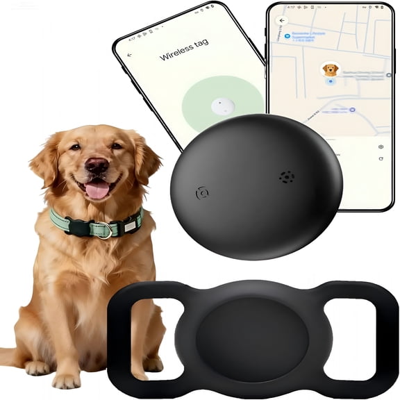 GJX GPS Tracker for Dogs Collar - Dog GPS Tracker Smart Pet Activity Tracker, No Subscription, Works with Find My App Bluetooth Finder Tag, Anti-Lost for Keys, Cats, Items Grey