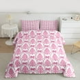 thumbnail image 2 of jejeloiu Chic Bowtie Bow Full Size Comforter Sets,Ancient Damask Jacquard Bedding Comforter Set,White Pink Bedding Sets For Girls,Ultra Soft Home Decor Reversible,3pcs, 2 of 8