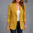 thumbnail image 6 of SETOOFF Women Solid Blazer Jacket, Notched Lapel Two Button Long Sleeve Flap Pockets Open Front Regular Fit Work Suit Coat Business Office Casual Layering Outerwear, 6 of 8