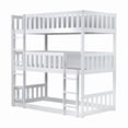 thumbnail image 6 of [Luckynote]Twin Size Triple Rubber Wood Bunk Bed, with Ladders, Guardrails Detachable Bunk Bed, Twin over Twin over Twin,Natural, 6 of 10