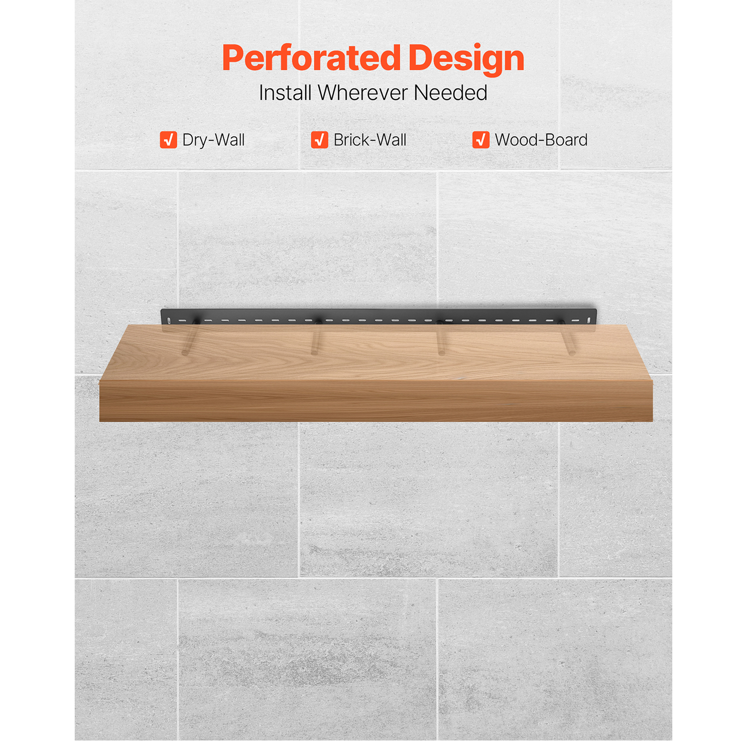 KFFKFF Floating Shelf Bracket 1 Pack, 230 lbs/104 kg Load Capacity, 46x6.2x3 inch / 1168.4x157.4x76.2 mm, Durable Hidden Shelf Support, Wall-Mounted Invisible Shelf Bracket