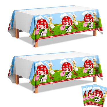 Farm Animals Party Tablecloth,3pcs Farm Tablecloth Sets- Farm Animal Party Table Cover,Barnyard Animals Party Table Cloth & Farm Animal Table Cloth,Perfect for Farm Party or Farm Birthday Decorations