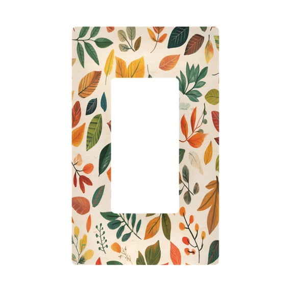 Yayeee Rocker Switch Wall Plate 1-Gang 4.6"x2.9" Home Decorative Outlet Cover, Beige Retro Leaves