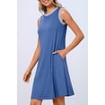 thumbnail image 7 of YOGAFOX Women's Summer Casual Beach Vacation Sleeveless Crewneck Mini Dresses(DarkBlue,L), 7 of 7