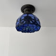 thumbnail image 4 of Enjoy Décor Lamps 8-Inch Tiffany Style 1-Light Bronze Flush Mount Light with Stained Glass Bowl, 4 of 5