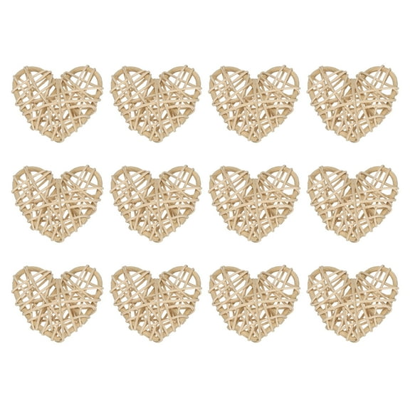 Uxcell 20Pcs Heart Shaped Rattan Ball Vase Filler Natural Rattan for Wedding Home Decoration Original Wood 2.36 in
