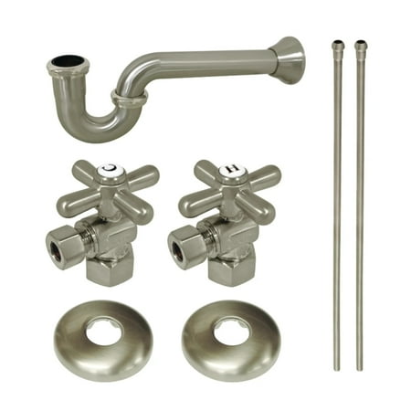 Kingston Brass KPK208 Standard Mount Gourmet Scape Plumbing Supply Kit with 1-1/2" P-Trap - 1/2" IPS Inlet x 3/8" Comp Oulet, Brushed Nickel