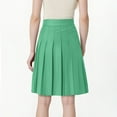 thumbnail image 5 of Plus Size Pleated Uniform Casual Skater Tennis Skirt A Line High Waist Below Knee Elegant Zipper Skirt Elastic Waist with Pockets, 5 of 7