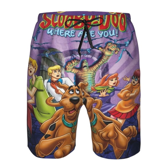 Mens Scooby Doo Swim Trunks Quick Dry Board Shorts with Mesh Lining Breathable Fit Beach Shorts Swimwear Bathing Suits