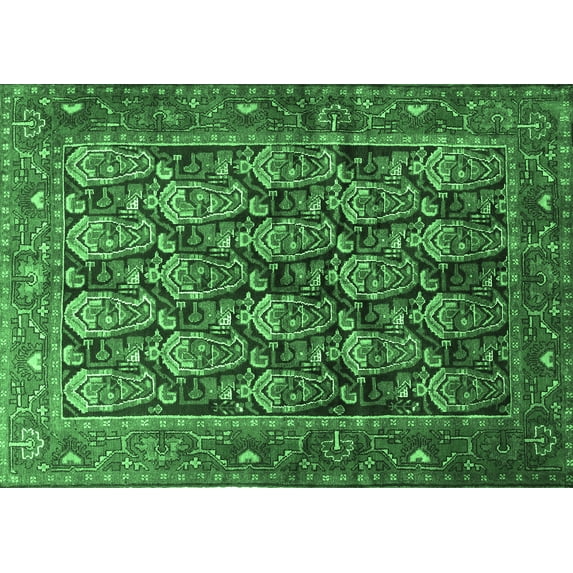 Ahgly Company Indoor Rectangle Persian Emerald Green Traditional Area Rugs, 2' x 3'