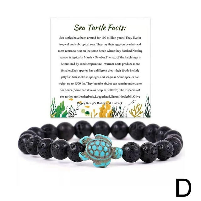 SharkTRUE Bracelet Save The Turtle Énergie Pierre Naturelle Turquoise Bijou Perle Tortue