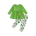 thumbnail image 2 of Douhoow 2-7Years Little Girls Clothes Set Long Sleeve Tops Clover Printed Long Pants, 2 of 9