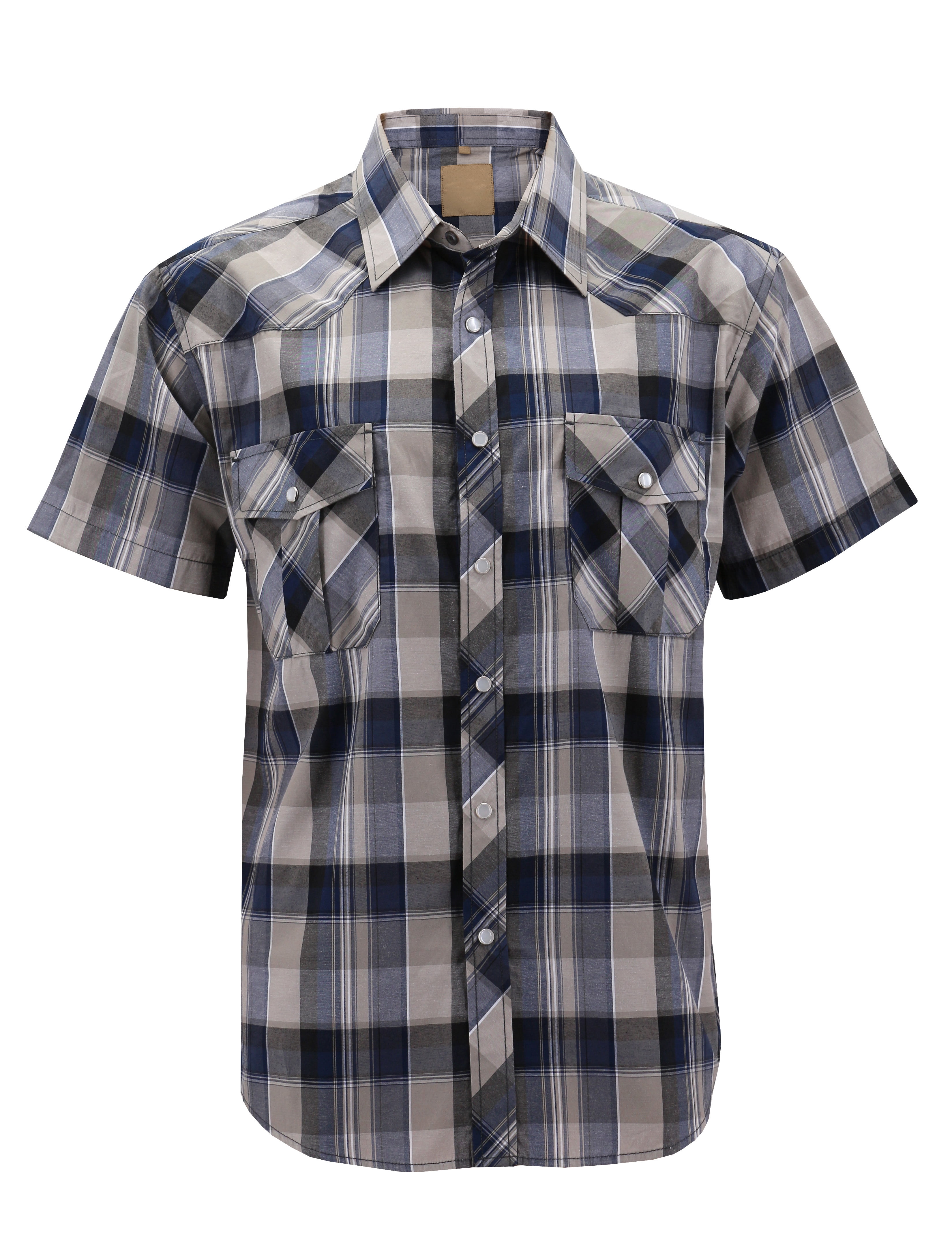 Men’s Western Short Sleeve Button Down Casual Plaid Pearl Snap Cowboy ...