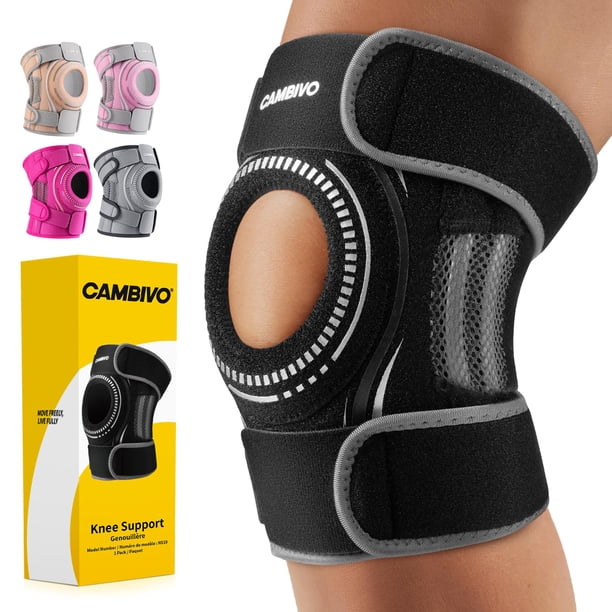 Rodillera CAMBIVO Elite Motion Series para mujer y hombre con estabilizadores laterales, rodillera rotuliana para desgarro de menisco, soporte para aliviar el dolor de rodilla, correr, baloncesto y en