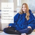 thumbnail image 3 of Nestl Wearable Blanket Hoodie, Oversized Hooded Blanket One Size Fits All, Reversible Plush Microfiber, Navy/Grey, 3 of 7