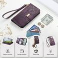thumbnail image 6 of Decase Anti-Scratch PU Leather Wallet Case Compatible with Samsung Galaxy A36 5G,Shockproof Magnetic Buckle Hybrid Case Cover with Zipper Pocket Credit Card Slot Cash Slot Wrist Strap Lanyard,Purple, 6 of 12