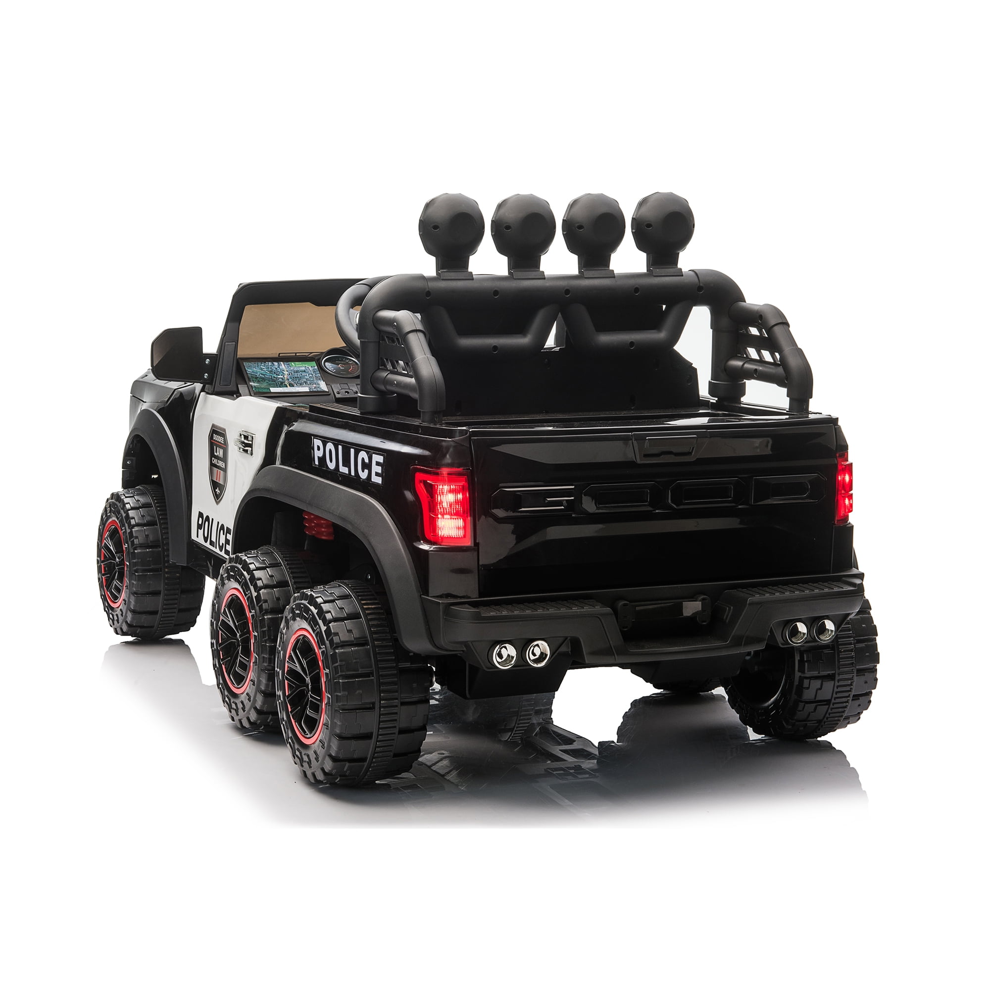 CIPACHO 24V Kids Ride On Police Car Toy with 2.4G Remote Control, Electric Car for Kids Four Wheel Absorber, Music and Light, Trunk, Black CIPACHO 24V Kids Ride On Police Car Toy with 2.4G Remote Control, Electric Car for Kids Four Wheel Absorber, Music and Light, Trunk, Black