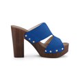 thumbnail image 3 of BLISSFUL STEP Women's Faux Suede Platform High Block Heel Slides Sandals Deep Blue (Size 8), 3 of 6