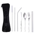 thumbnail image 1 of Outdoor Portable Stainless Steel Cutlery Set - Half Flower - Seven-piece Straw Set, 1 of 5