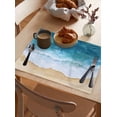 thumbnail image 6 of Summer Beach Blue Ocean Placemats Set of 4,Wipeable Washable Table Mats for Dining Tables,Coastal Waves Abstract Art Place Mats for Kitchen Event Party Tabletop Decor, 6 of 7