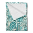 thumbnail image 2 of Teal and White Soft Flannel Fleece Throw Blanket, White Lace Style Pattern Feminine Fashion Romantic Composition Print, Cozy Plush for Indoor and Outdoor Use, 50" x 60", Turquoise White, by Ambesonne, 2 of 5