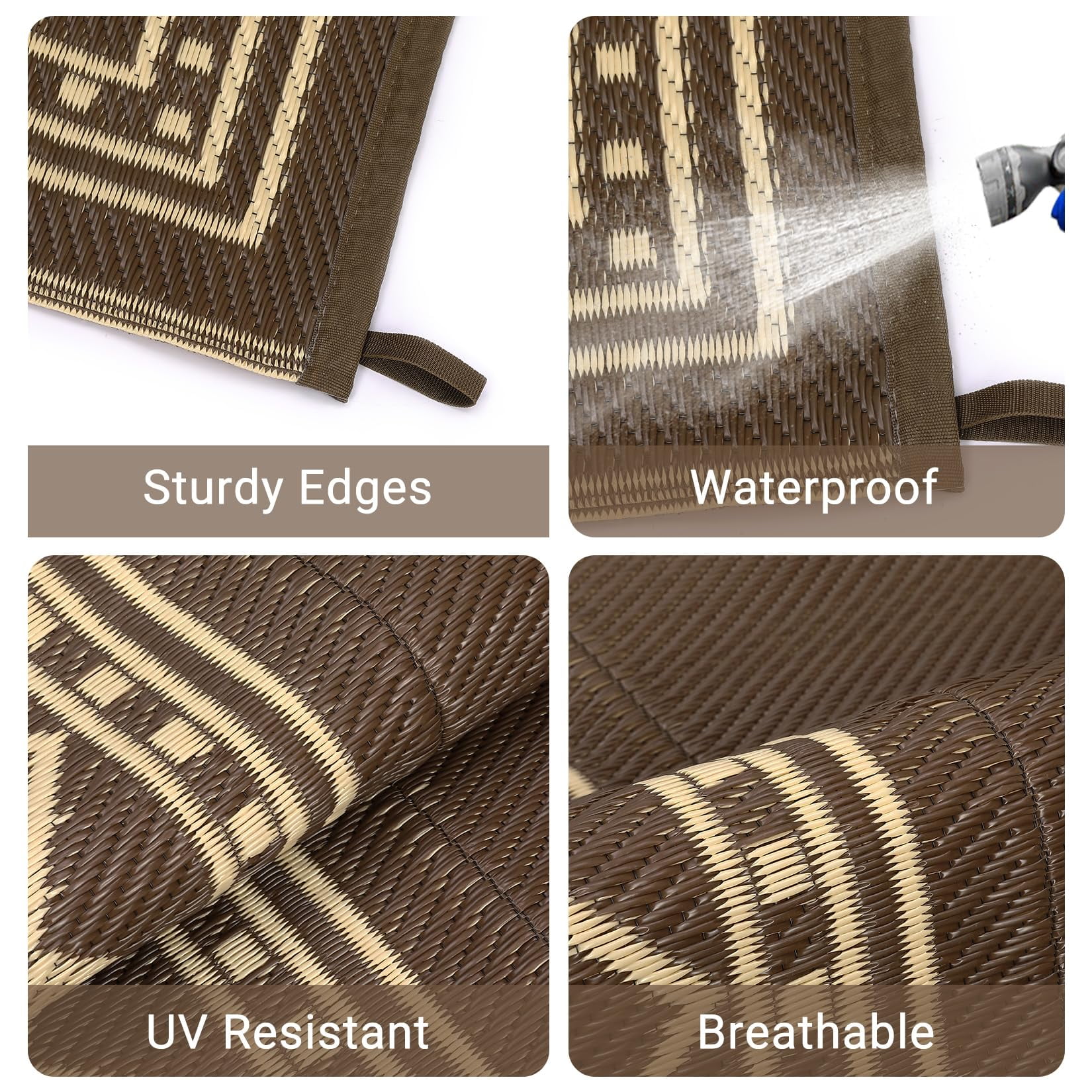 Outdoor Rug 8x10 Plastic Straw Rug Waterproof Patio Rug,Reversible Rug,Foldable Lightweight Outdoor Carpet with Storage Bag,4 Stakes,Outdoor Mat Reversible Camping Carpet Camping Mat for Deck,Garden