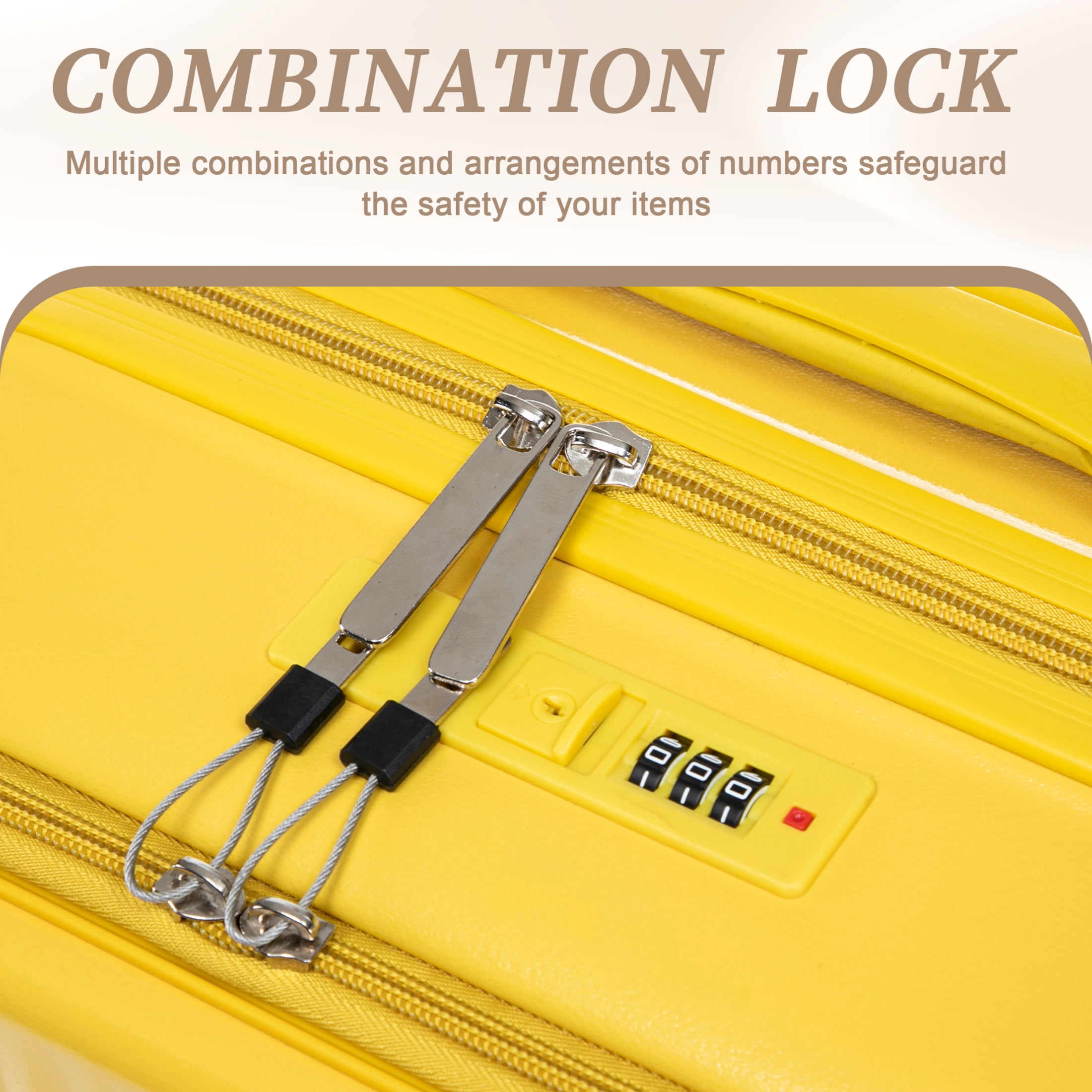 Noble House Lorven 2-Piece ABS Spinner Luggage Set, 20" Carry-On Suitcase and Cosmetic Case, Combination Lock, Yellow