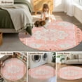 thumbnail image 6 of Round Rugs 3 Ft, Pink Boho Non Slip Area Rugs for Kitchen Bedroom Entryway, Vintage Abstract Tribal Decorative Oriental Washable Carpet Runner Rug Floor Mats for Bedroom Home Decor, 6 of 9
