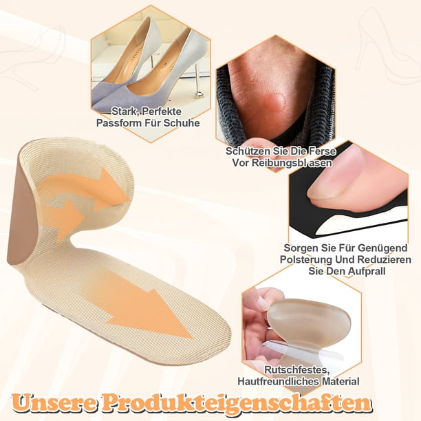 Sonducket Protectores de talón ajustables de gel de sílice para zapatos grandes, alivio de presión y cómodos, fáciles de limpiar Accesorios de calzado color de piel