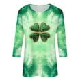 thumbnail image 3 of Hvot&aat Ladies' St Patty's Day Casual Shirt 3/4 Sleeve Crewneck Irish Clover Tunic Tops, 3 of 3