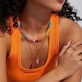 thumbnail image 4 of Beaded Gemstone Necklace for Women, Colorful Boho Bead Choker Natural Stone Surfer Beach Necklaces Gold Plated Summer Handmade Jewelry, 4 of 6